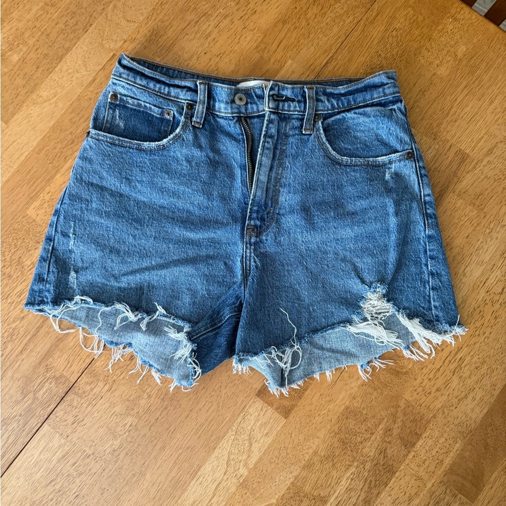 Abercrombie & Fitch Blue Frayed Jean Shorts